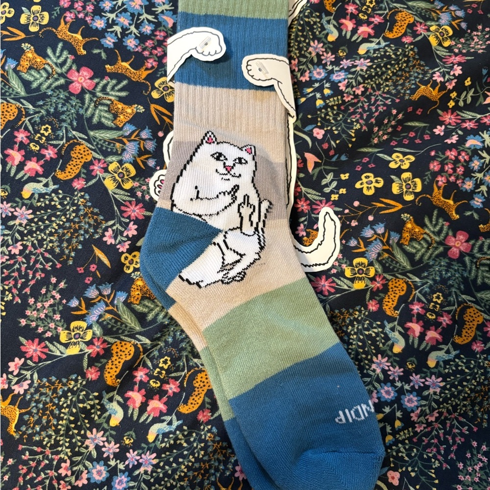 Ripndip Multicolor Casual Socks with Cat Design